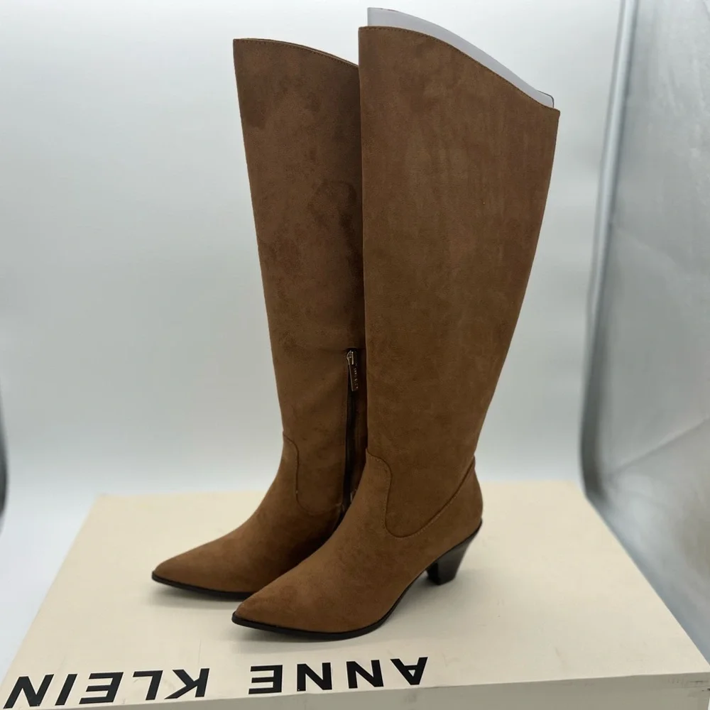 Anne Klein Women's Wei Mid Calf Boot, Brown, 5.5